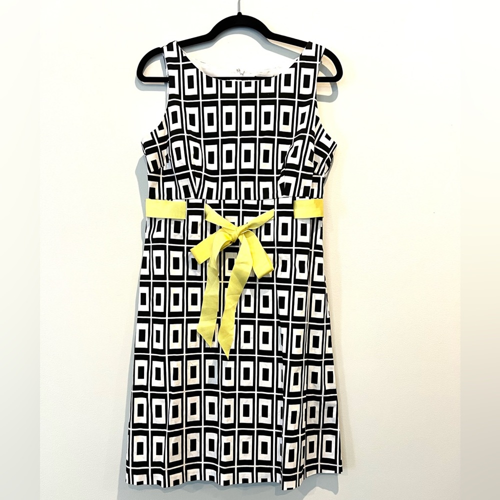 Jessica Howard Black and White Dress with Yellow Bow